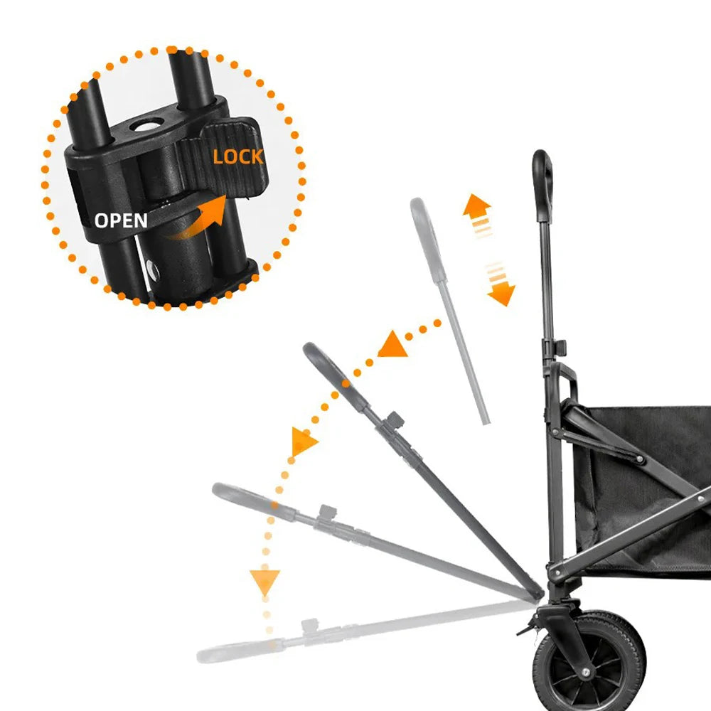 Carrito Plegable de Jardín y Camping con Ruedas y Asa — Gran Capacidad hasta 200kg