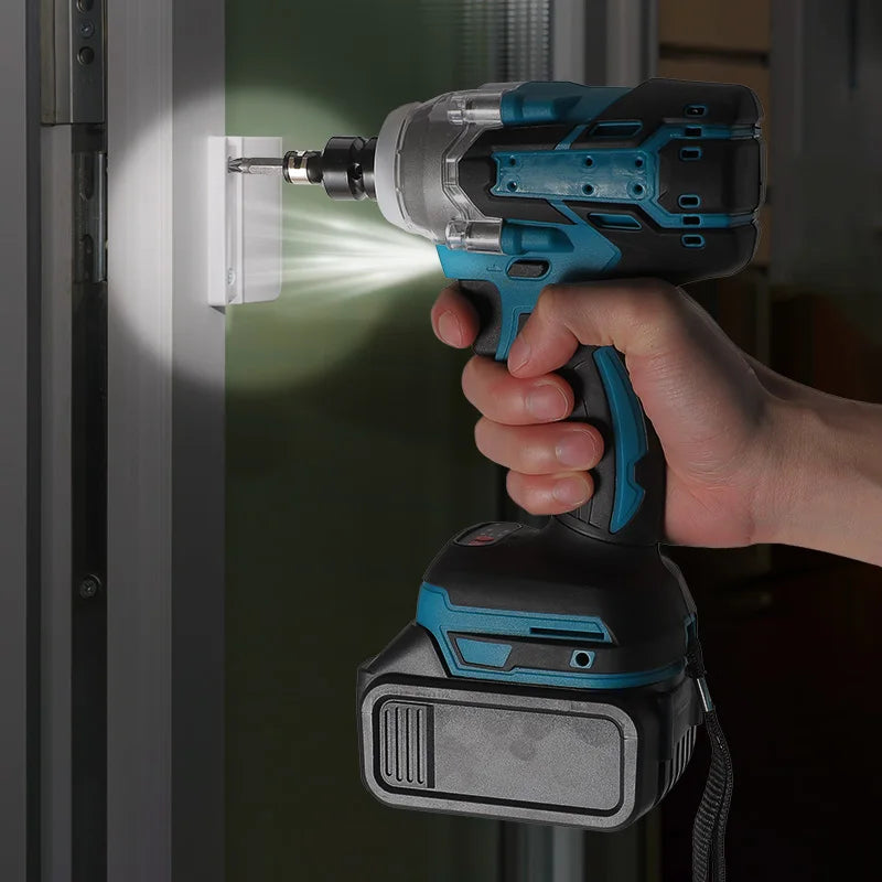 Llave de Impacto Inalámbrica 21V Sin Escobillas – 380 Nm, 1/2", 2 Baterías + Cargador EU, Para Coche y Taller