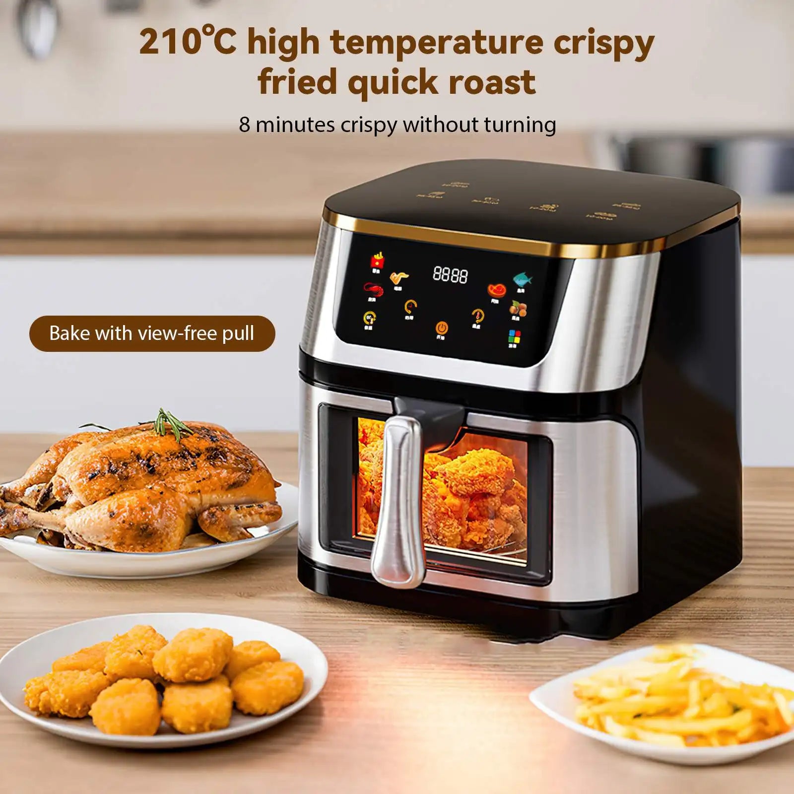 Freidora de Aire DWiusty 12L con Pantalla Táctil LED y Ventana Visual — 2800W Gran Capacidad Familiar