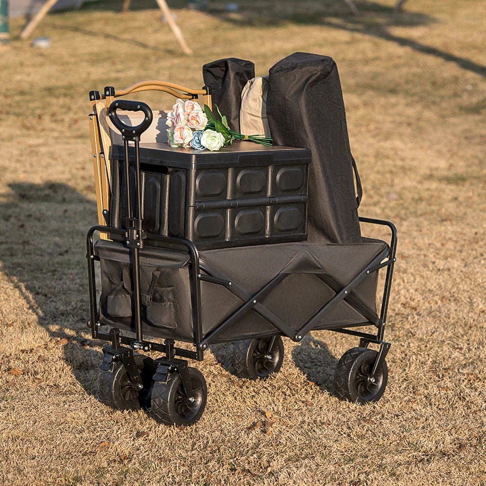 Carrito Plegable de Jardín y Camping con Ruedas y Asa — Gran Capacidad hasta 200kg