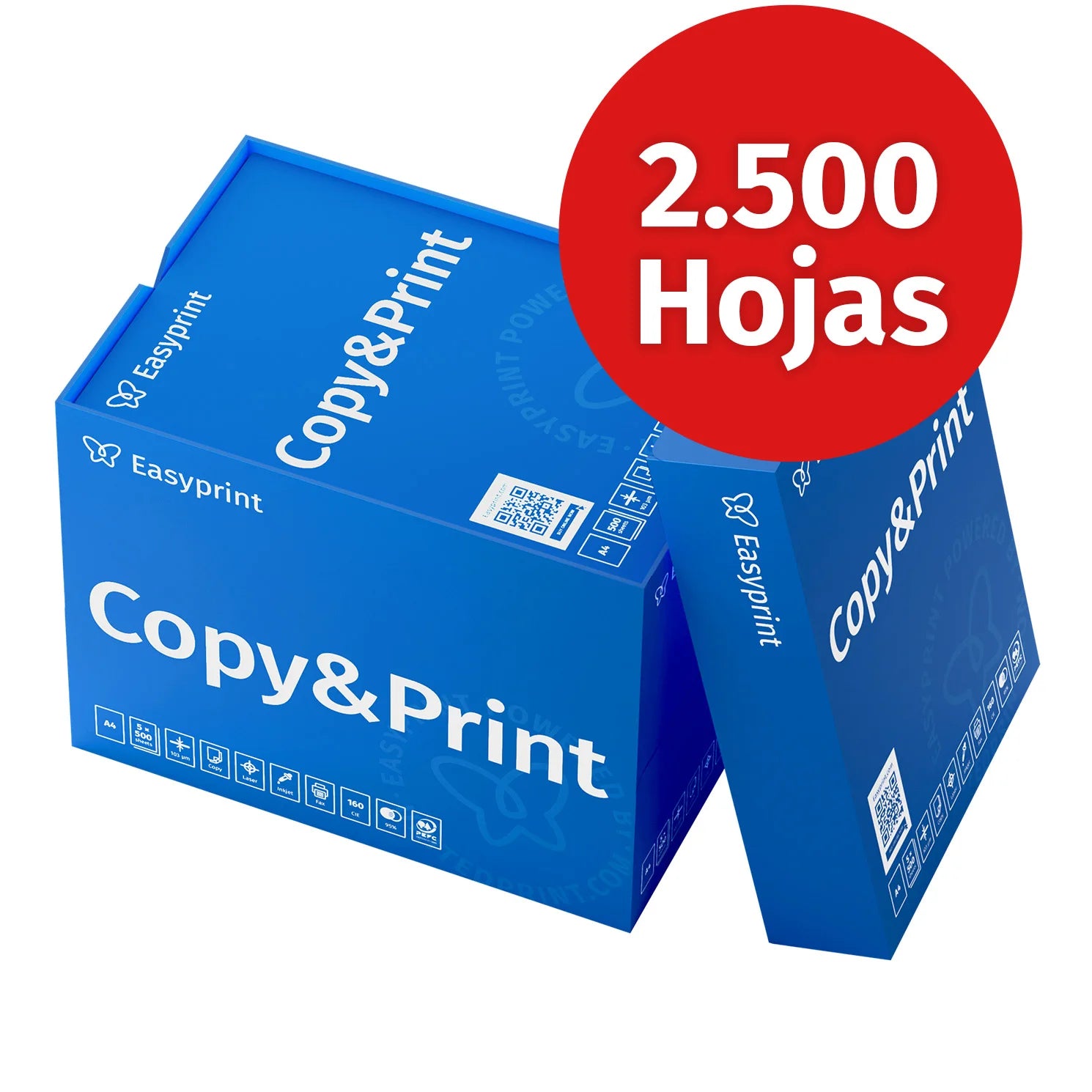 Papel de Impresora y Fotocopiadora Easyprint A4 – 2500 Hojas, 80 g/m², Blanco Premium, Certificado PEFC
