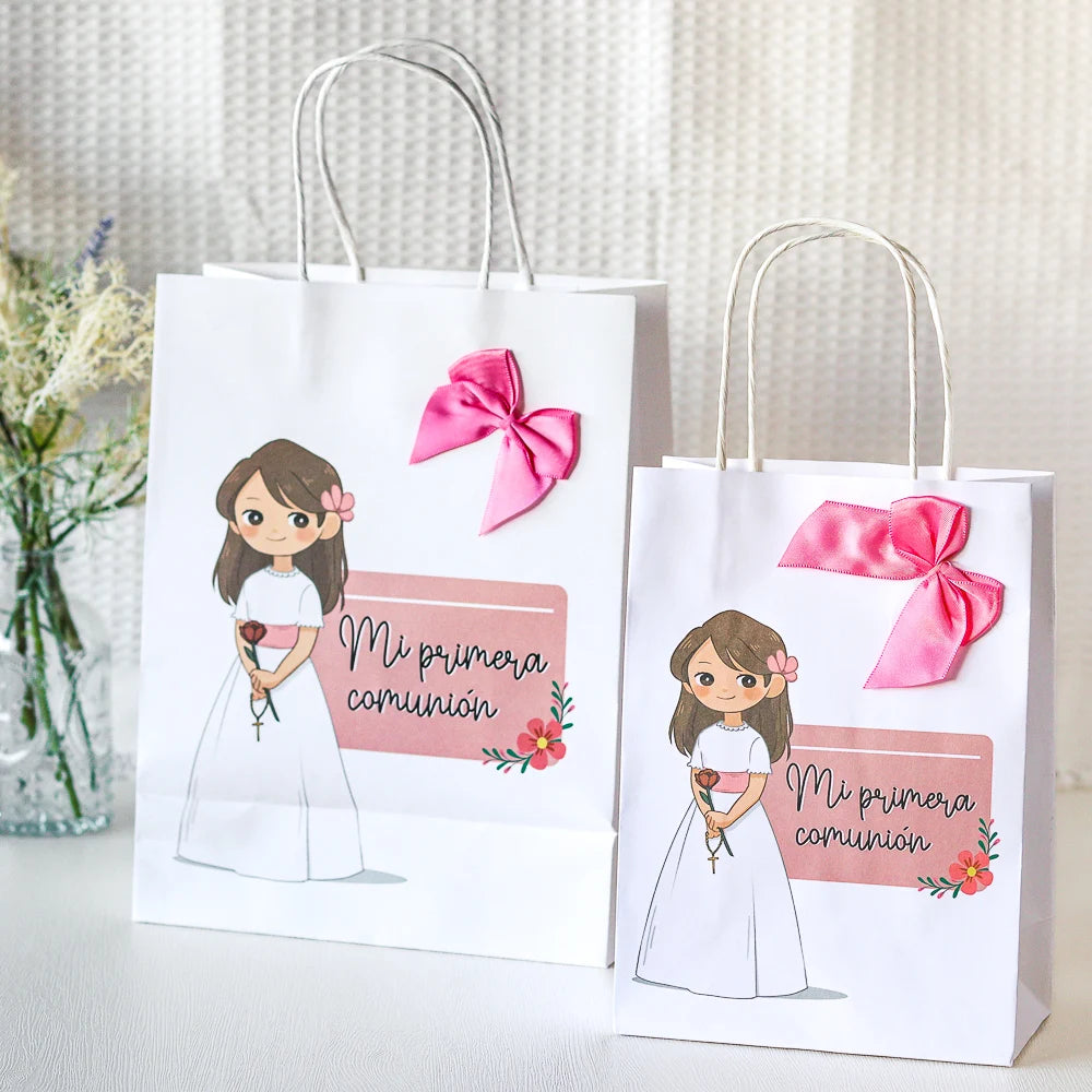 Pack de 12 a 42 Bolsas de Papel para Comunión Niño o Niña – 21 cm y 27 cm – Detalles Invitados
