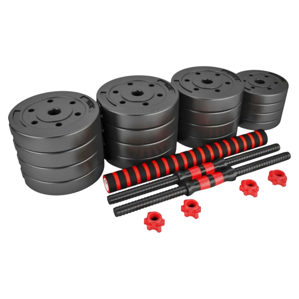 Mancuernas Ajustables 2 en 1 con Barra | Set de Pesas 10-20 kg | Entrenamiento Completo en Casa