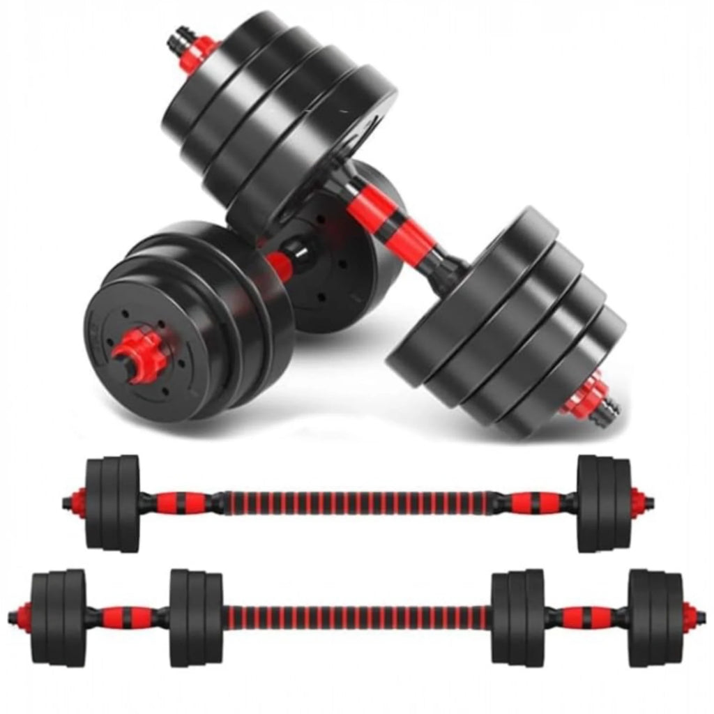 Mancuernas Ajustables 2 en 1 con Barra | Set de Pesas 10-20 kg | Entrenamiento Completo en Casa