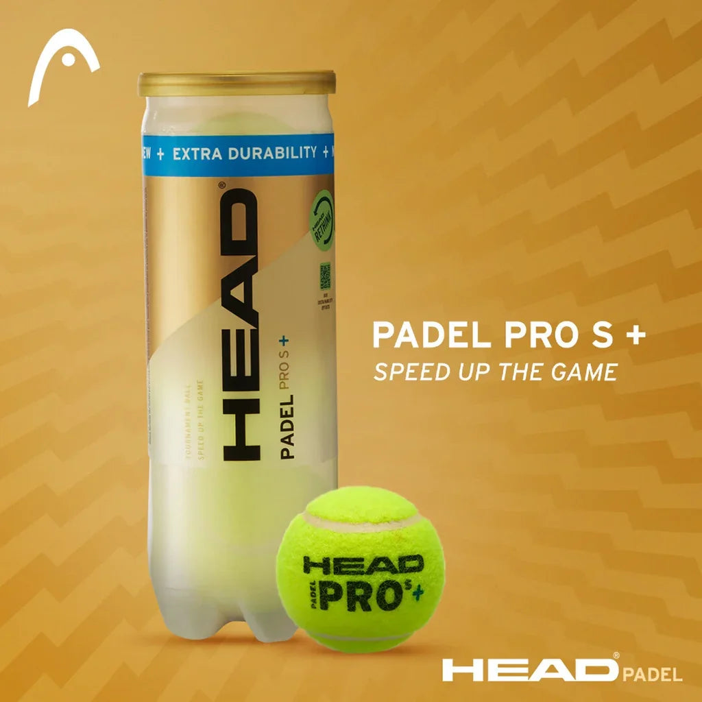 Pelotas de Pádel HEAD Pro S+ | Alta Durabilidad | Pack de 3, 6, 12 o 24 Botes | Nivel Avanzado