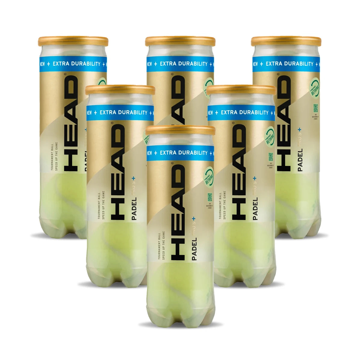 Pelotas de Pádel HEAD Pro S+ | Alta Durabilidad | Pack de 3, 6, 12 o 24 Botes | Nivel Avanzado