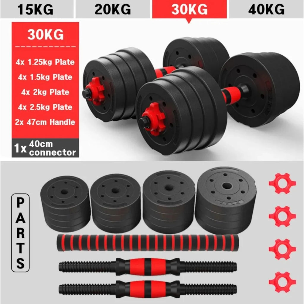 Mancuernas Ajustables 2 en 1 con Barra | Set de Pesas 10-20 kg | Entrenamiento Completo en Casa