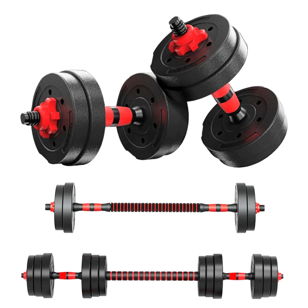 Mancuernas Ajustables 2 en 1 RELAXTY | Set 10-20 kg con Discos Recubiertos y Barra Antideslizante | Entrenamiento en Casa y Gimnasio