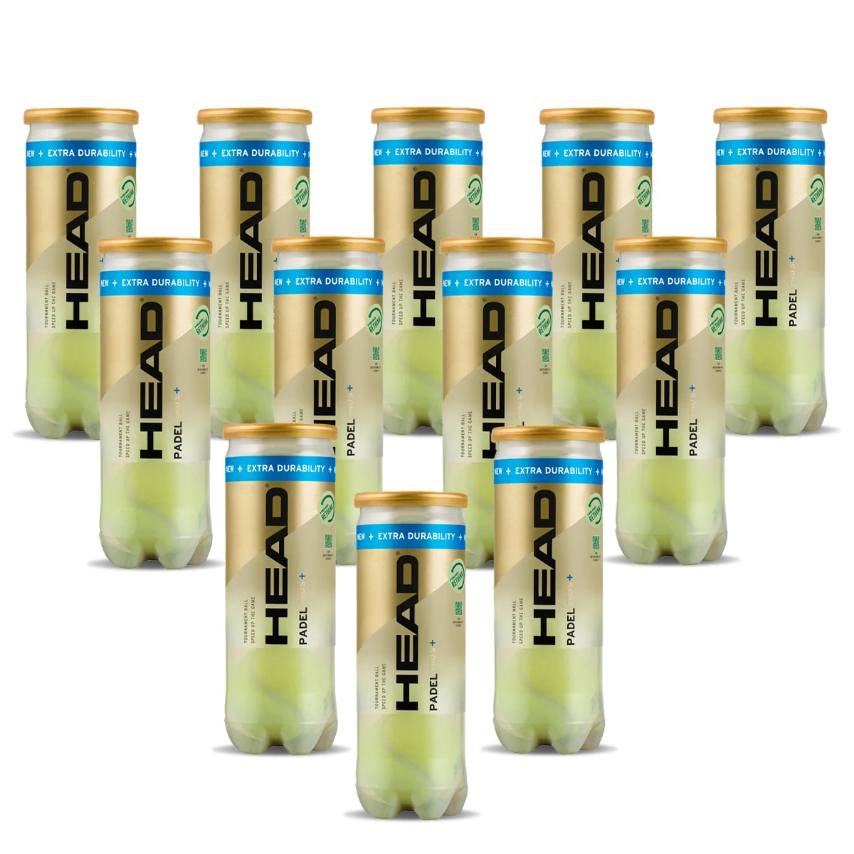 Pelotas de Pádel HEAD Pro S+ | Alta Durabilidad | Pack de 3, 6, 12 o 24 Botes | Nivel Avanzado