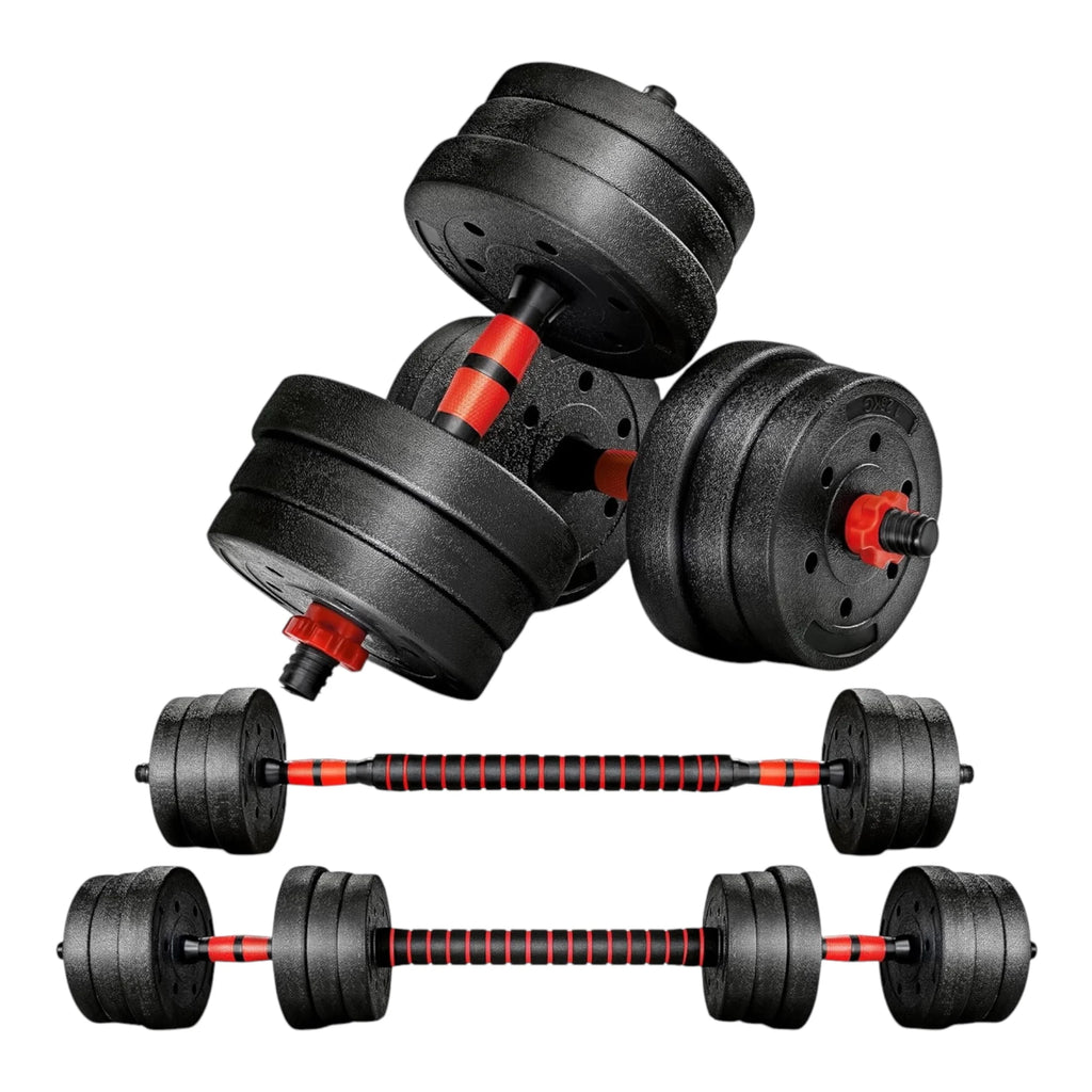 Mancuernas Ajustables 2 en 1 con Barra | Set de Pesas 10-20 kg | Entrenamiento Completo en Casa