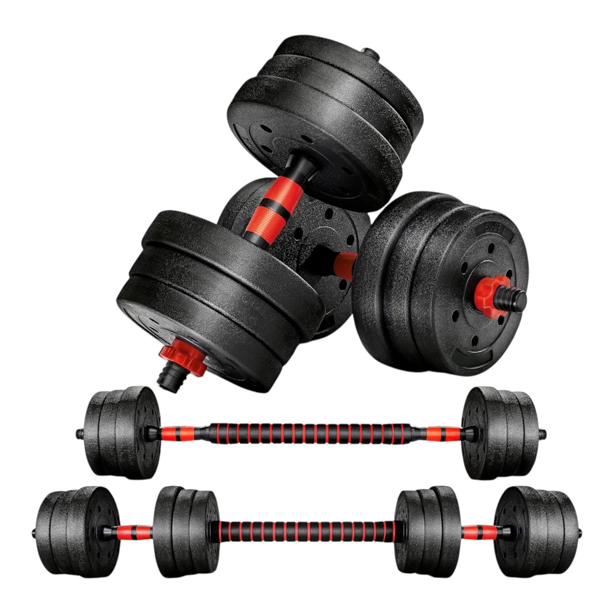 Mancuernas Ajustables 2 en 1 con Barra | Set de Pesas 10-20 kg | Entrenamiento Completo en Casa