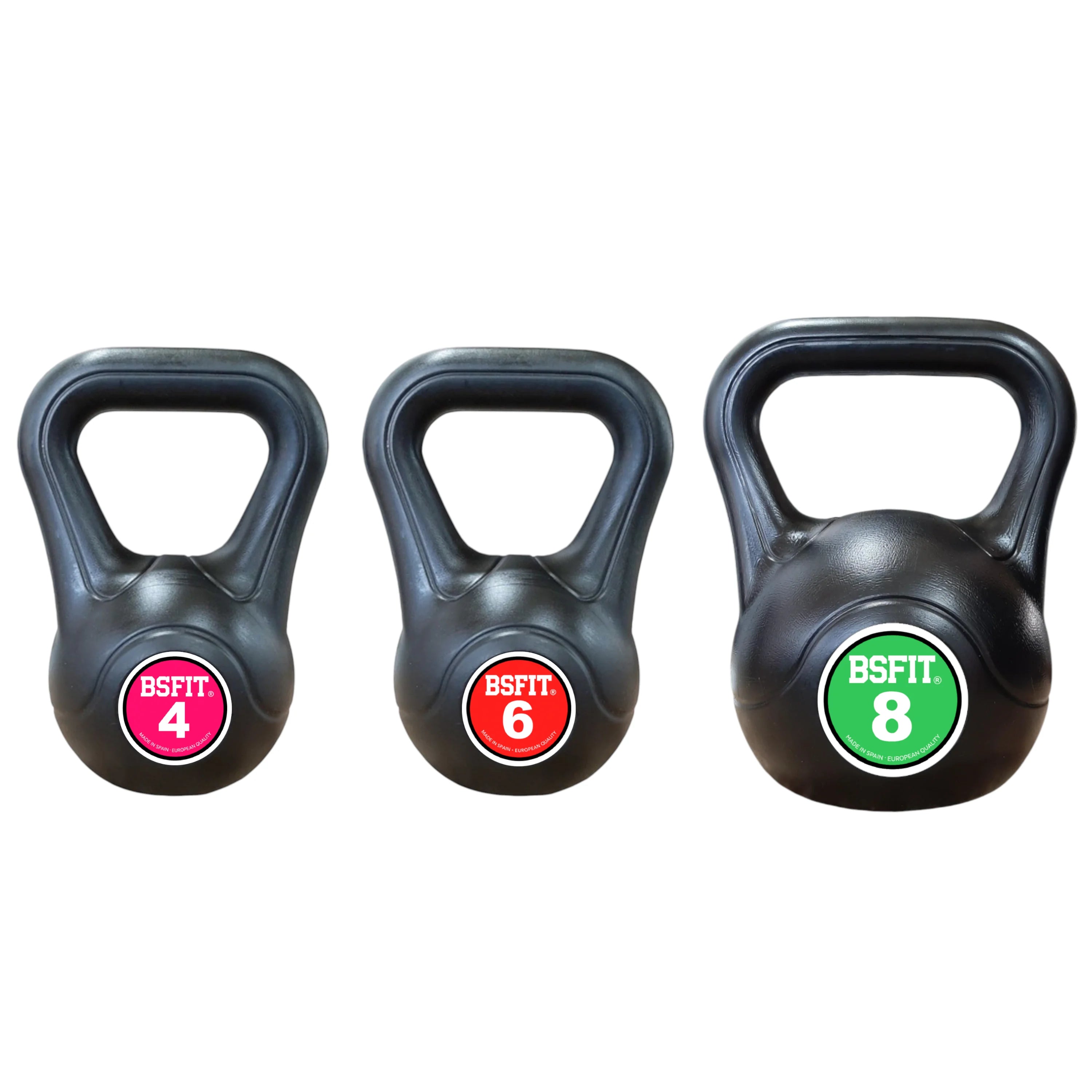 Kettlebell de Plástico Relleno de Hormigón Bsfit | Antideslizante | Entrenamiento Funcional en Casa y Gimnasio