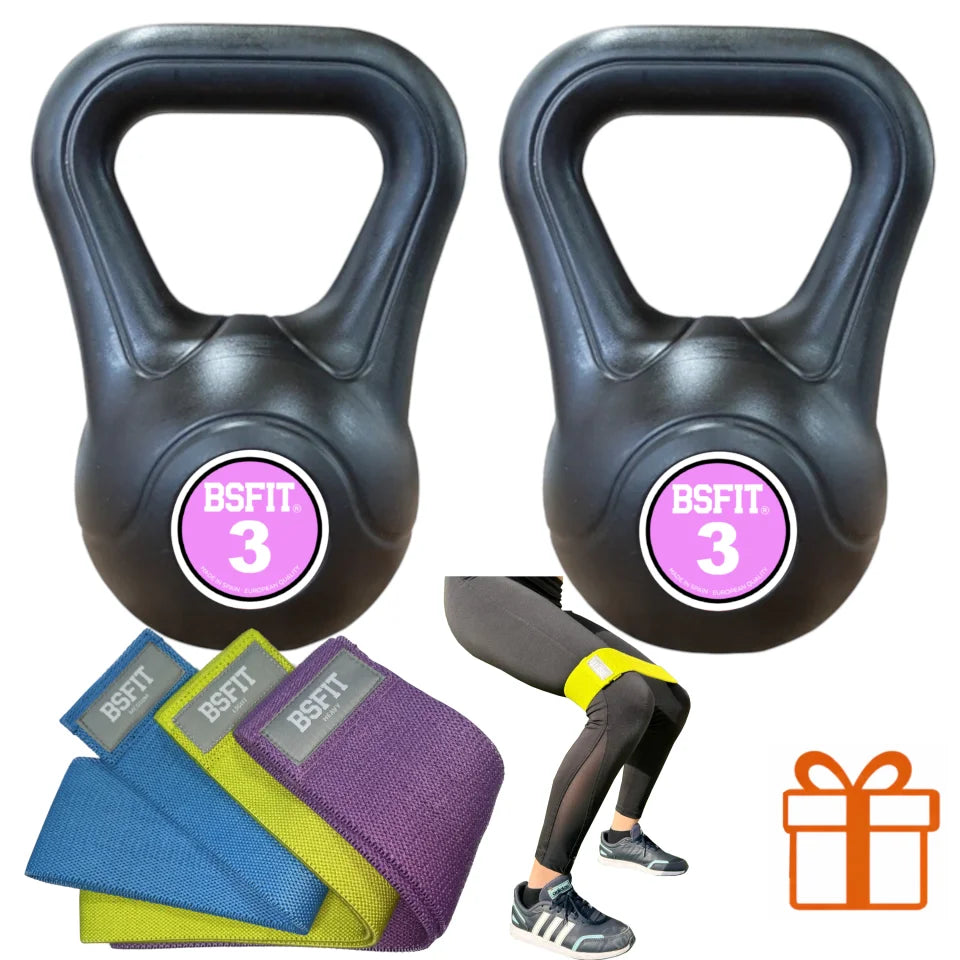 Kettlebell de Plástico Relleno de Hormigón Bsfit | Antideslizante | Entrenamiento Funcional en Casa y Gimnasio
