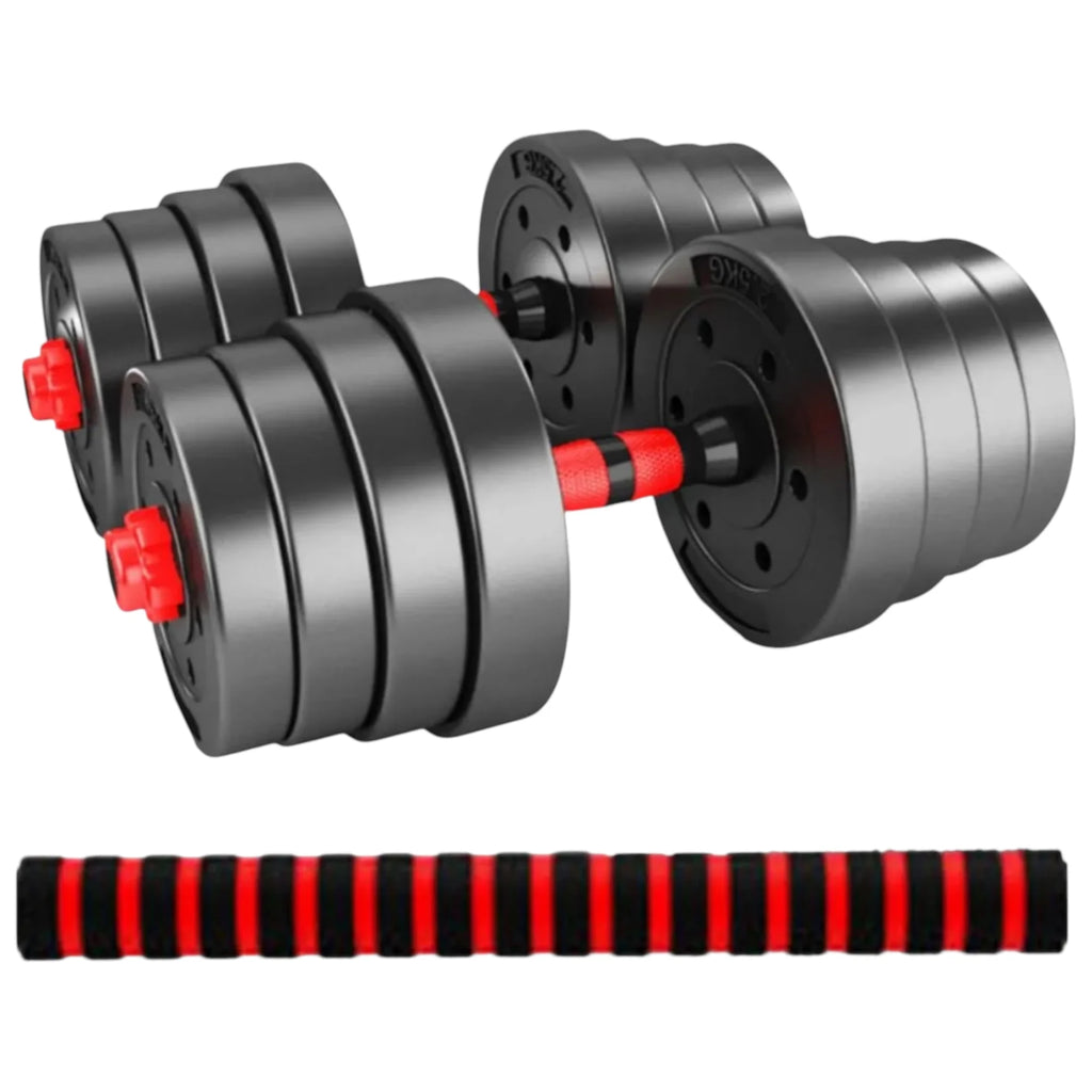 Mancuernas Ajustables 2 en 1 con Barra | Set de Pesas 10-20 kg | Entrenamiento Completo en Casa