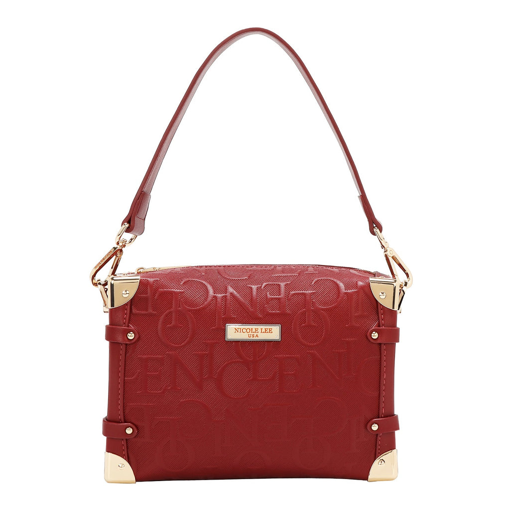 BOLSO DE HOMBRO CUADRADO ELEGANCIA EN RELIEVE (ROJO)-1