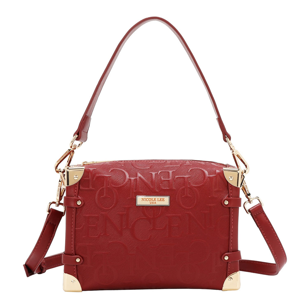 BOLSO DE HOMBRO CUADRADO ELEGANCIA EN RELIEVE (ROJO)-0