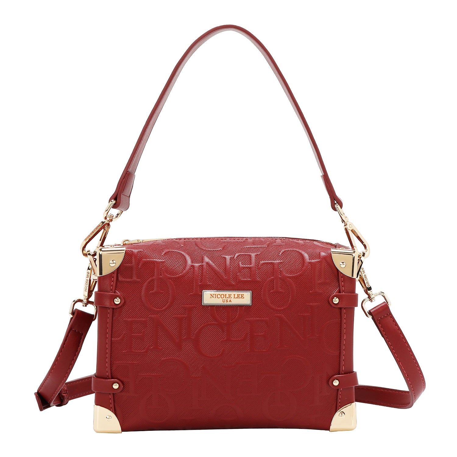 BOLSO DE HOMBRO CUADRADO ELEGANCIA EN RELIEVE (ROJO)-0
