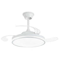 Ventilador de Techo NARVI con Luz LED, 3 Aspas Retráctiles, Motor DC, 6 Velocidades, Mando a Distancia y App, Altura Regulable, Policarbonato Blanco, Luz Regulable 60W
