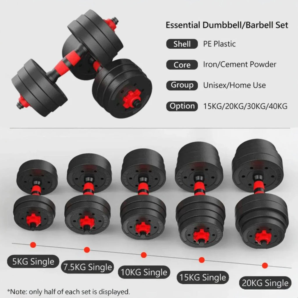Mancuernas Ajustables 2 en 1 con Barra | Set de Pesas 10-20 kg | Entrenamiento Completo en Casa