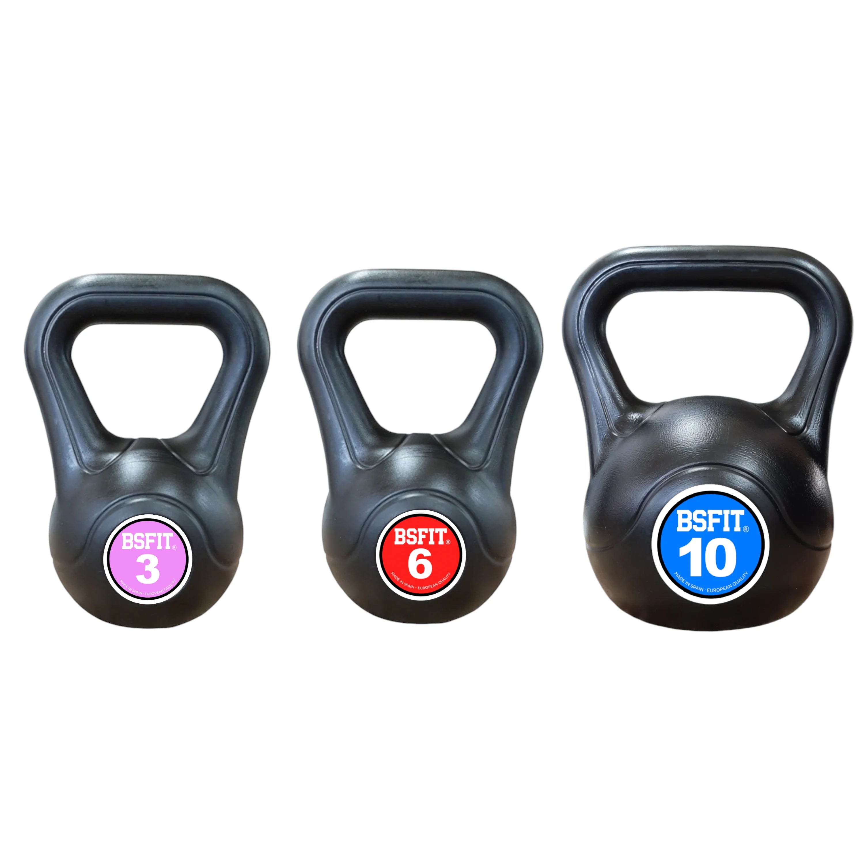 Kettlebell de Plástico Relleno de Hormigón Bsfit | Antideslizante | Entrenamiento Funcional en Casa y Gimnasio