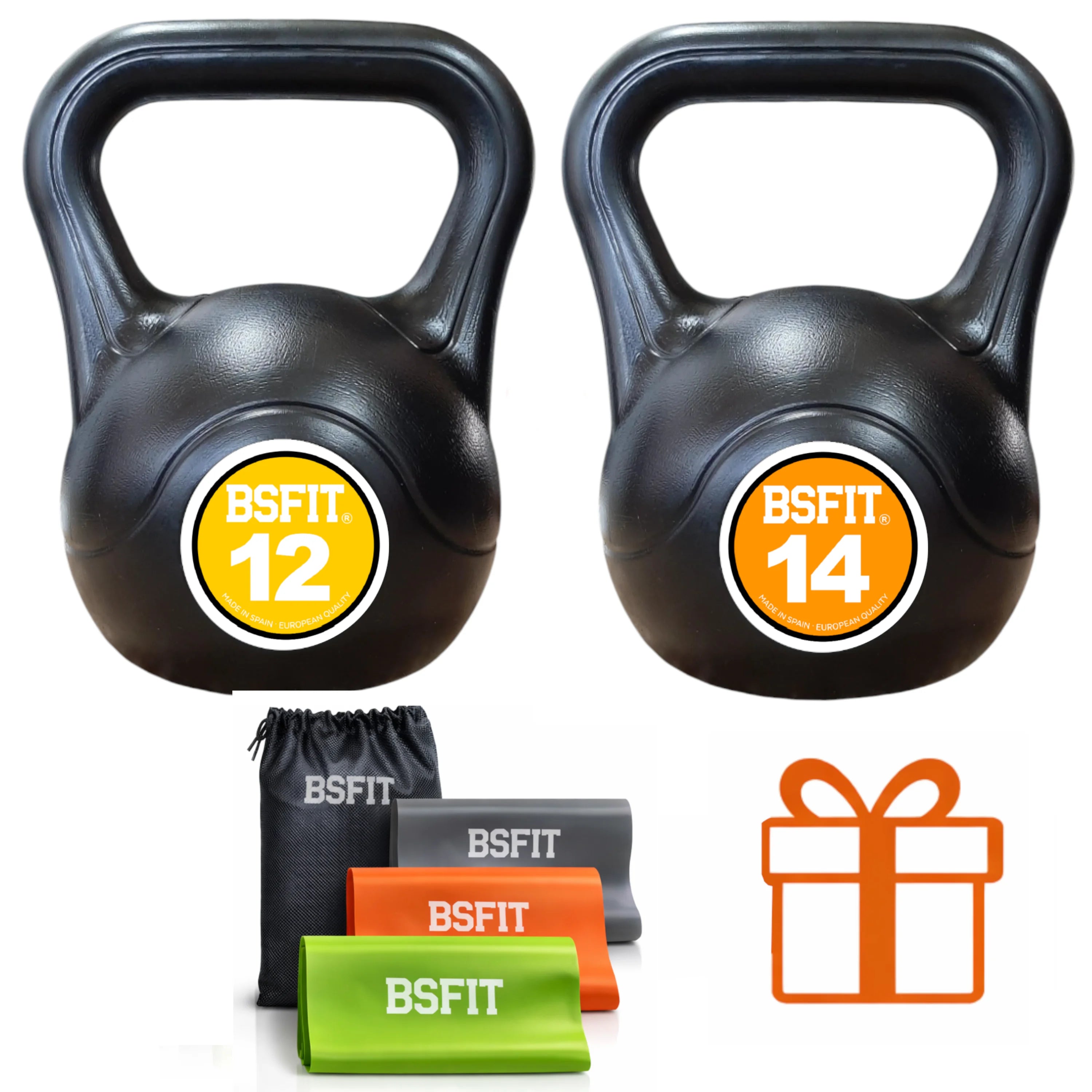 Kettlebell de Plástico Relleno de Hormigón Bsfit | Antideslizante | Entrenamiento Funcional en Casa y Gimnasio