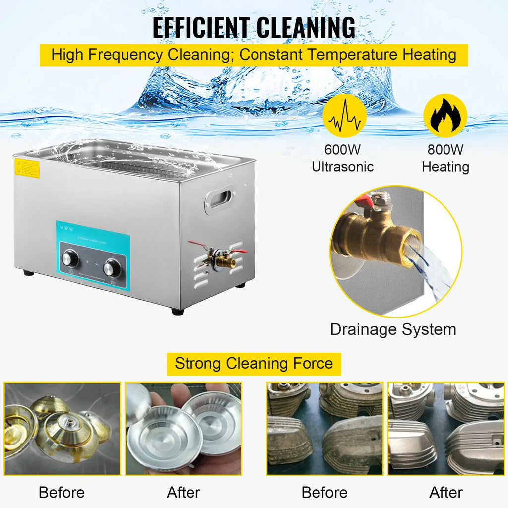Limpiador Ultrasónico Eléctrico SucceBuy – 3L / 6,5L / 10L / 15L / 22L / 30L, 40KHz, Acero Inoxidable 304, con Calefacción