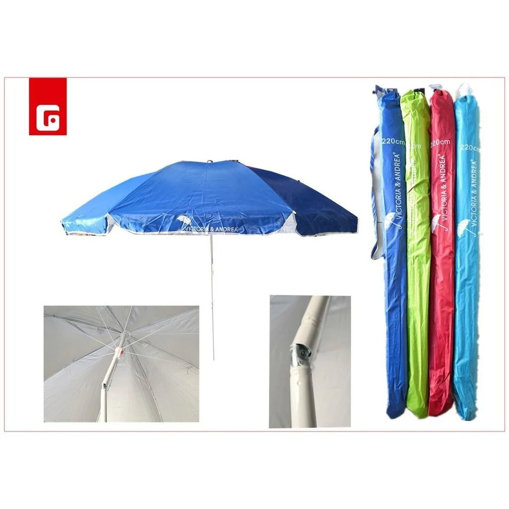 Sombrilla de playa 220 cm con tela protectora UV – Accesorios veraniegos