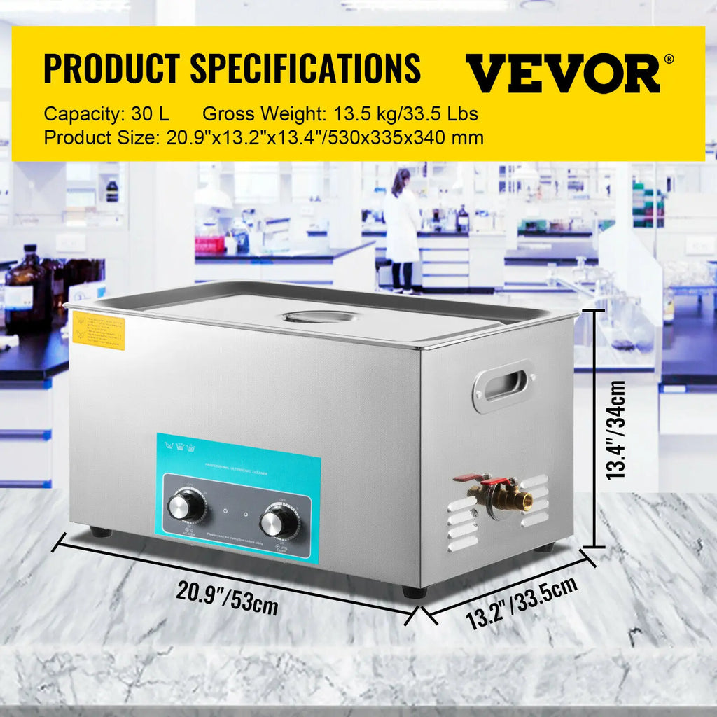 Limpiador Ultrasónico Eléctrico SucceBuy – 3L / 6,5L / 10L / 15L / 22L / 30L, 40KHz, Acero Inoxidable 304, con Calefacción