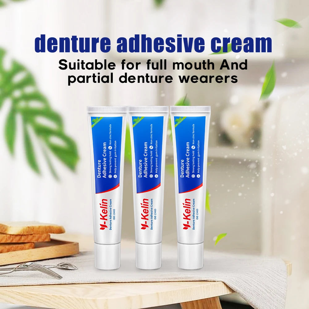 Crema Adhesiva para Prótesis Dental Y-Kelin 120g (3 tubos de 40g) — Fijación Fuerte sin Zinc