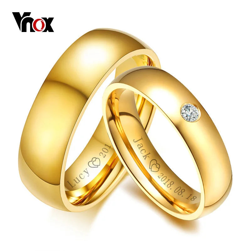 Anillo de Boda Clásico Vnox en Oro de Acero Inoxidable