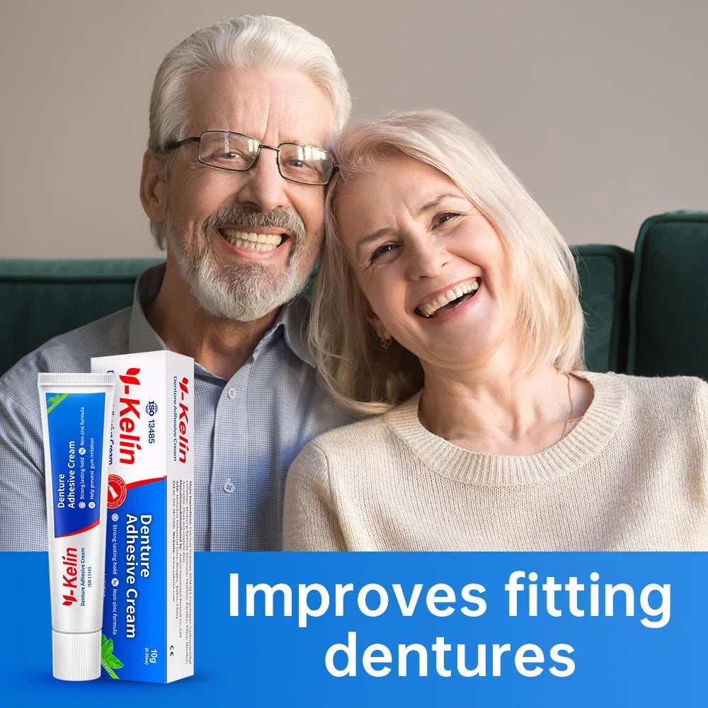 Crema Adhesiva para Prótesis Dental Y-Kelin 120g (3 tubos de 40g) — Fijación Fuerte sin Zinc