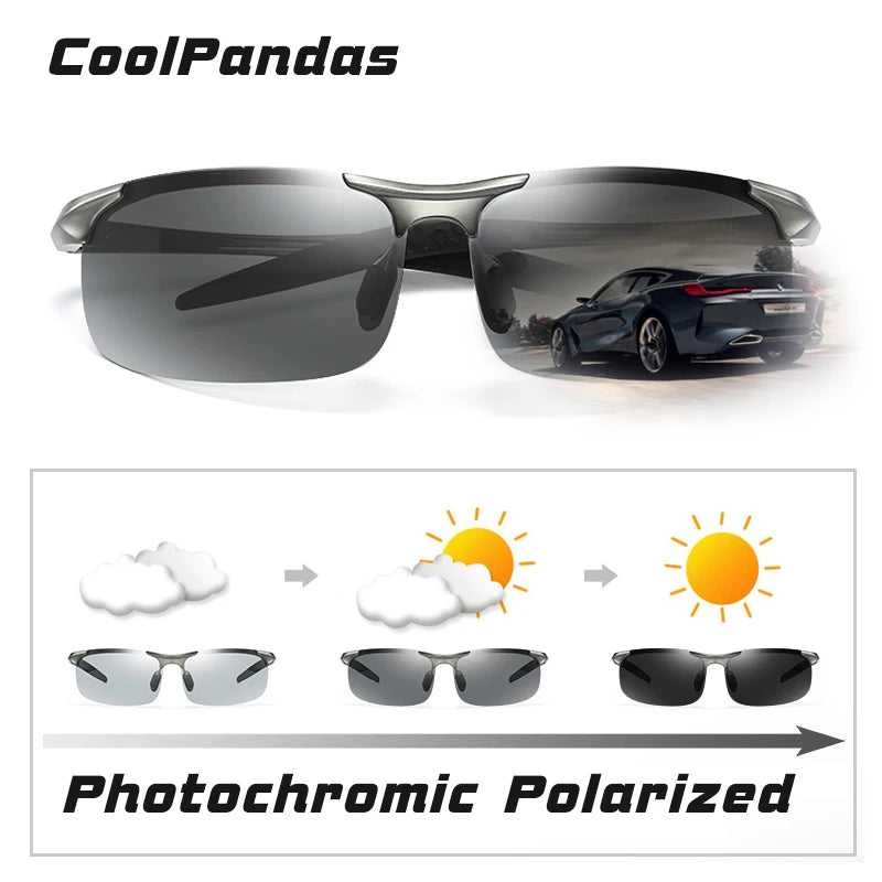 Gafas de Sol COOLPANDAS Fotocromáticas Polarizadas – Montura Aluminio-Magnesio, UV400, Hombre y Mujer