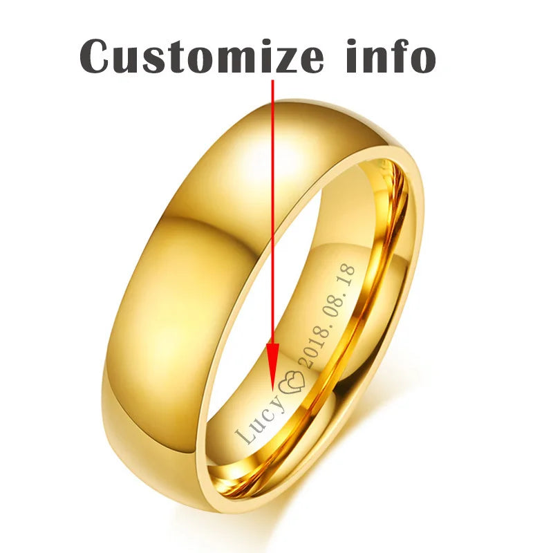 Anillo de Boda Clásico Vnox en Oro de Acero Inoxidable