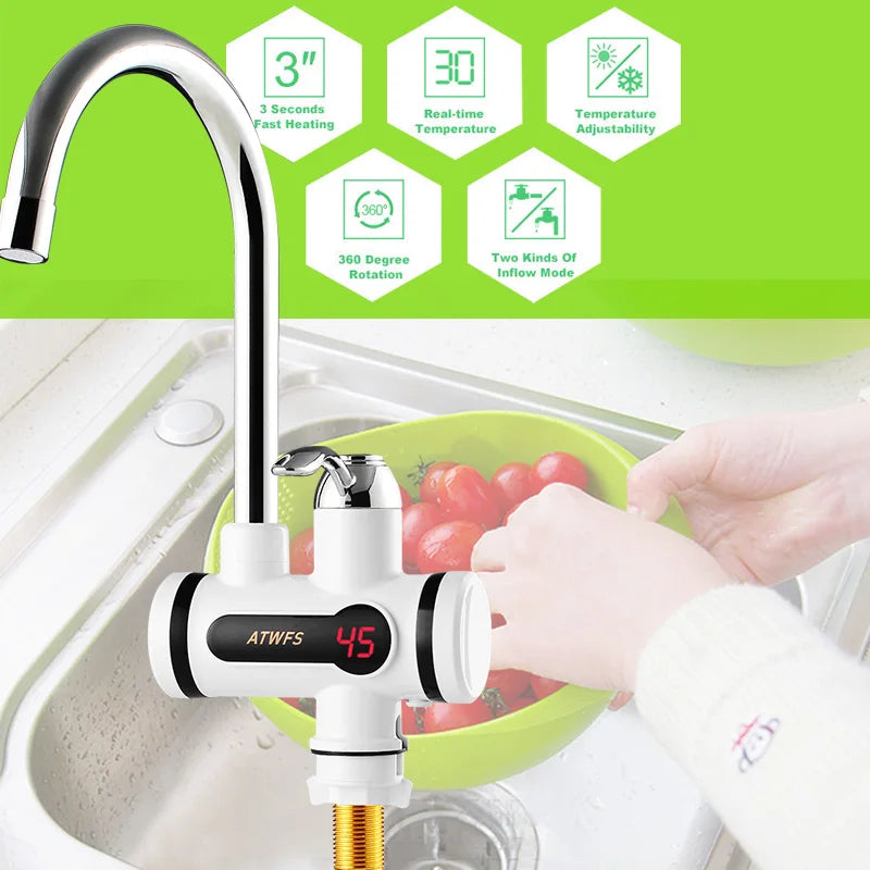 Grifo Calentador de Agua Instantáneo ATWFS para Cocina — Sin Depósito, Digital, 220V
