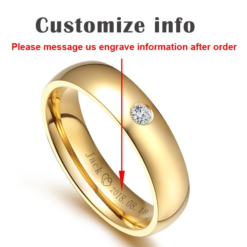 Anillo de Boda Clásico Vnox en Oro de Acero Inoxidable