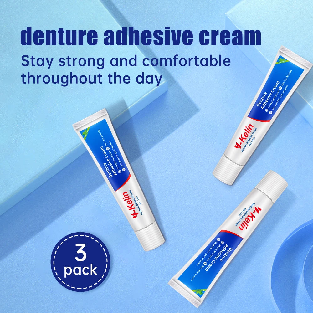 Crema Adhesiva para Prótesis Dental Y-Kelin 120g (3 tubos de 40g) — Fijación Fuerte sin Zinc