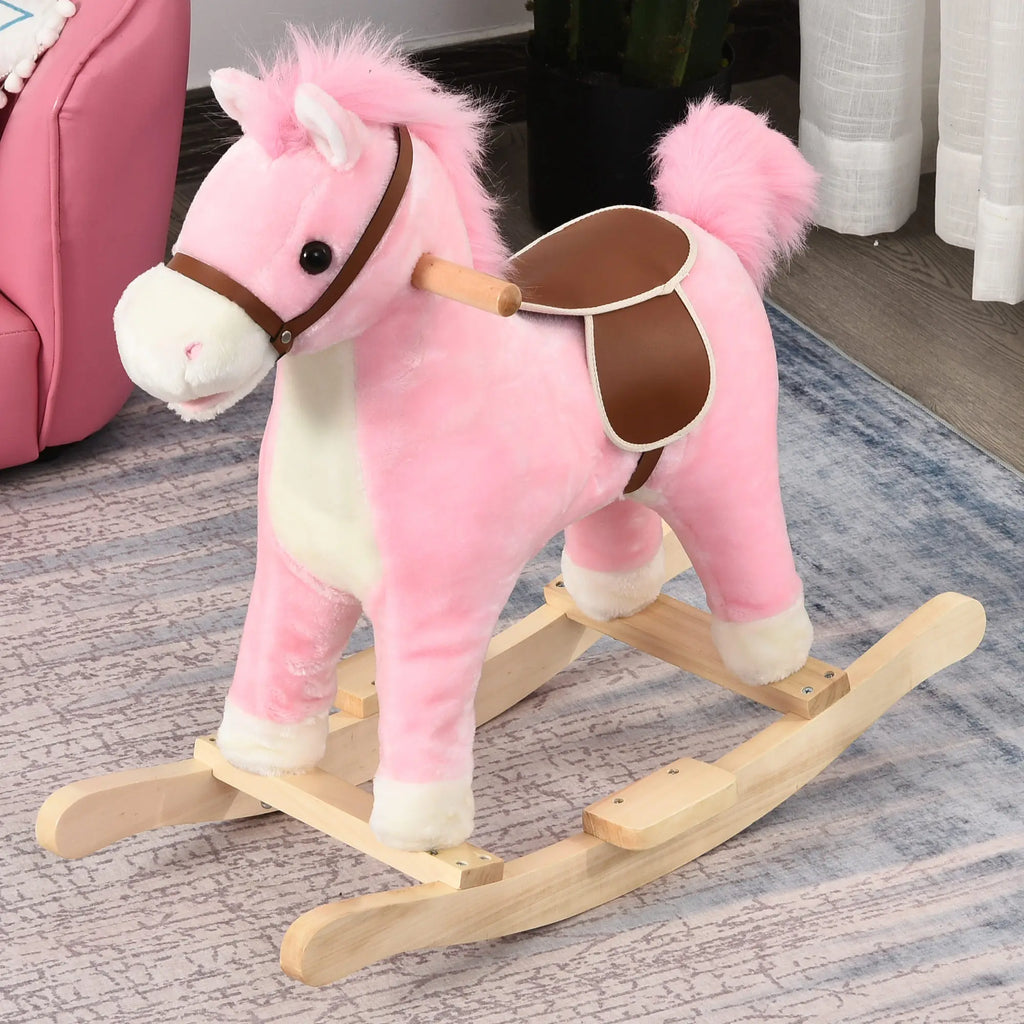 Caballo Balancín HOMCOM con Boca y Cola Móviles y Música — Para Niños de 36 a 72 Meses