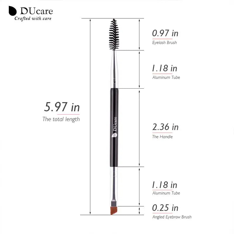 DUcare Brocha de Cejas y Peine de Pestanas 2 en 1, Brocha Angulada y Espoolie Doble Extremo, Set de Brochas de Maquillaje Profesional