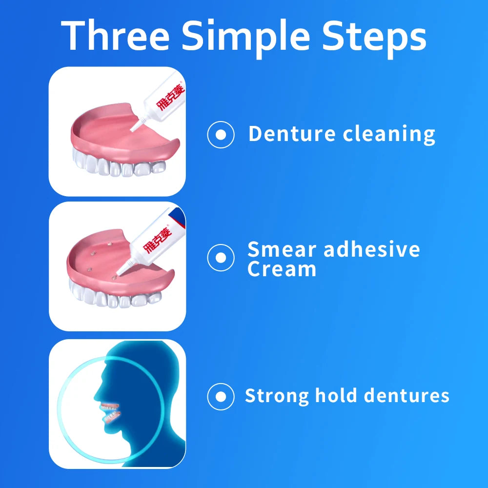 Crema Adhesiva para Prótesis Dental Y-Kelin 120g (3 tubos de 40g) — Fijación Fuerte sin Zinc