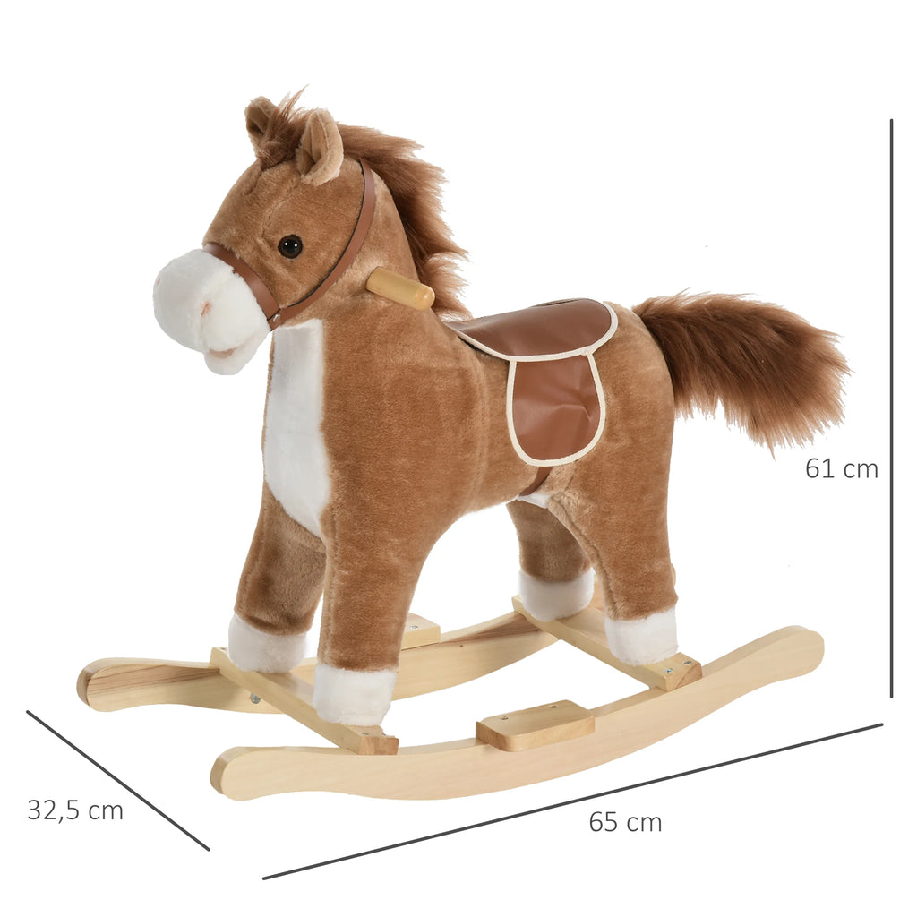Caballo Balancín HOMCOM con Boca y Cola Móviles y Música — Para Niños de 36 a 72 Meses