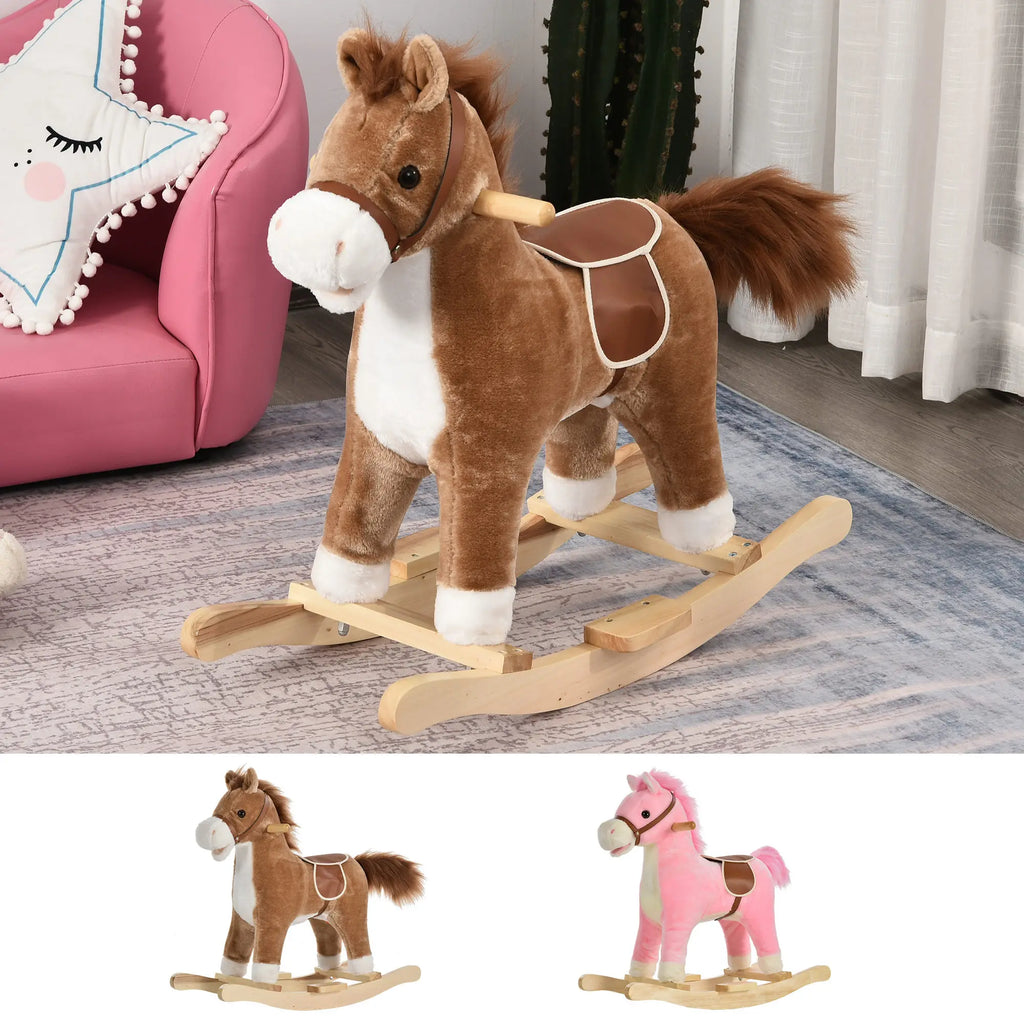 Caballo Balancín HOMCOM con Boca y Cola Móviles y Música — Para Niños de 36 a 72 Meses