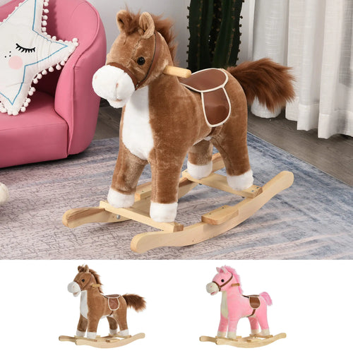 Caballo Balancín HOMCOM con Boca y Cola Móviles y Música — Para Niños de 36 a 72 Meses