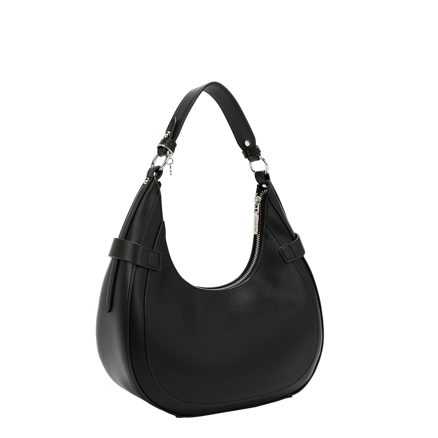 BOLSO DE HOMBRO CON RECORTE GEOMÉTRICO (NEGRO)-4