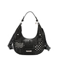BOLSO DE HOMBRO CON RECORTE GEOMÉTRICO (NEGRO)-0
