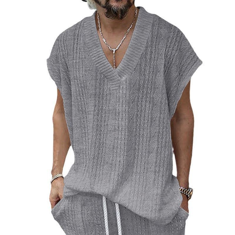 Camiseta sin Mangas de Punto Jacquard Holgada
