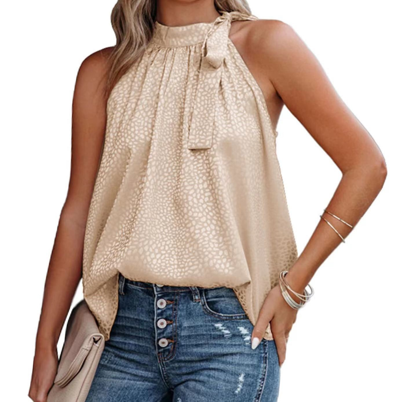 Blusa Elegante de Satén sin Mangas para Verano