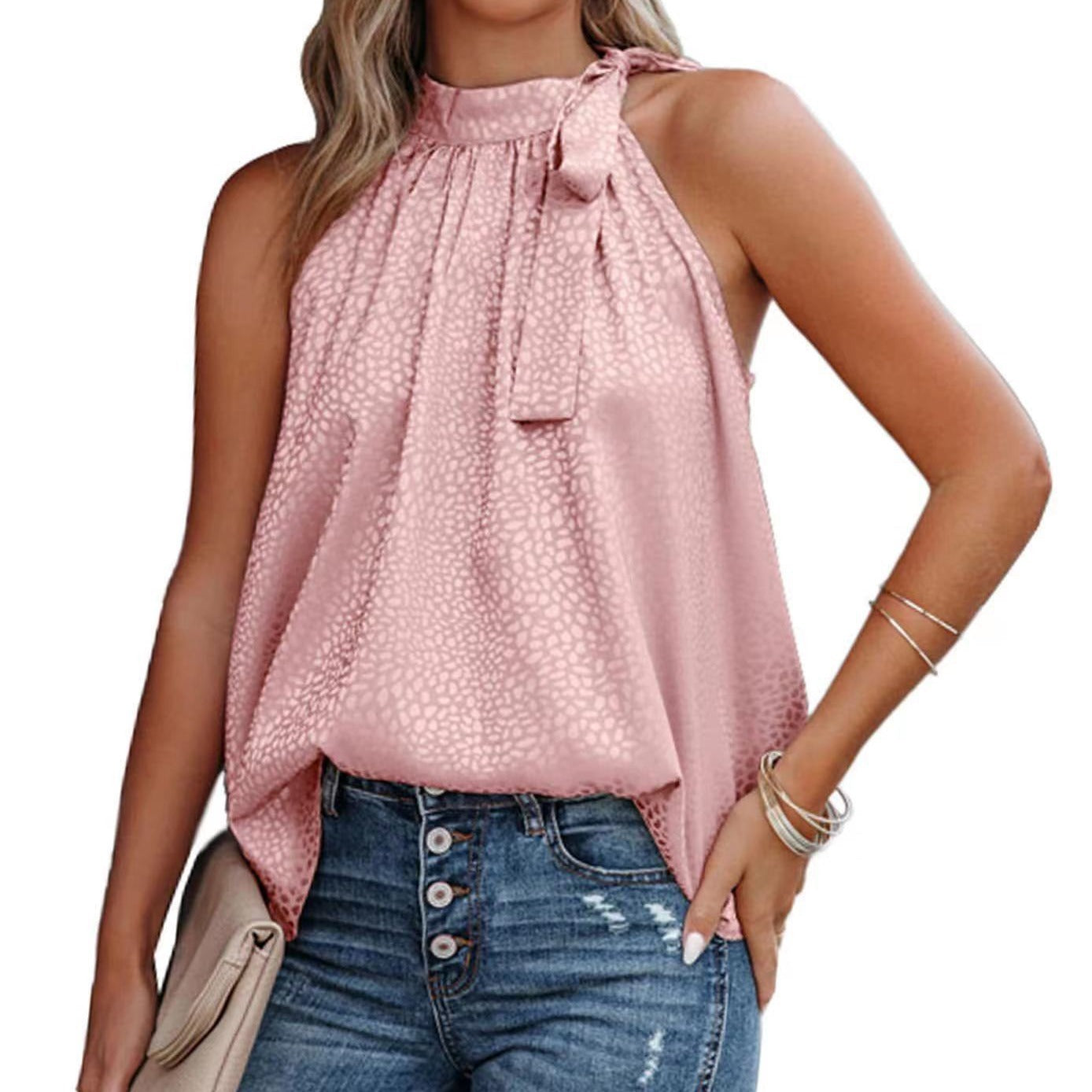 Blusa Elegante de Satén sin Mangas para Verano