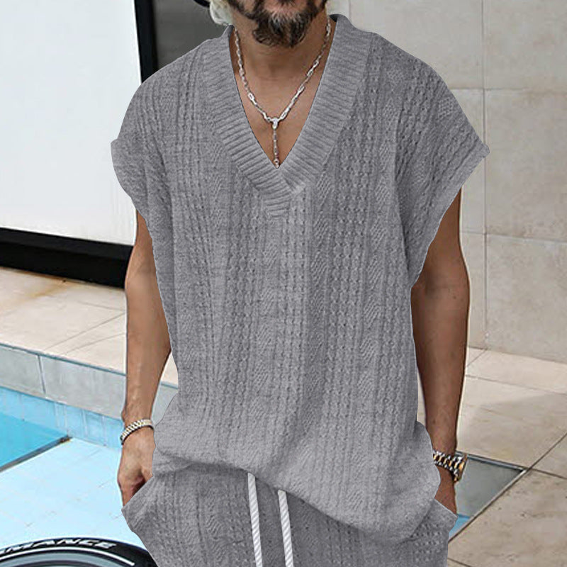 Camiseta sin Mangas de Punto Jacquard Holgada