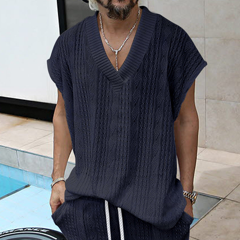 Camiseta sin Mangas de Punto Jacquard Holgada