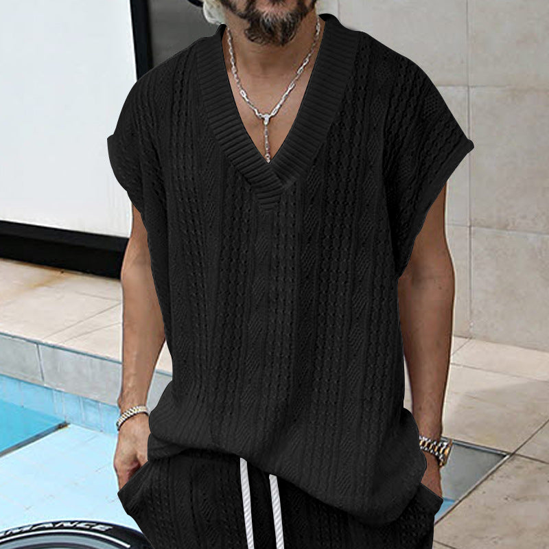 Camiseta sin Mangas de Punto Jacquard Holgada